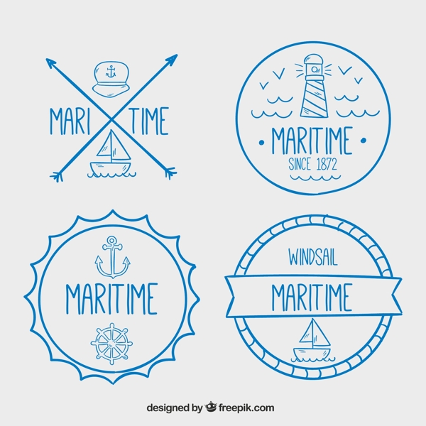 各种手绘的航海徽章
