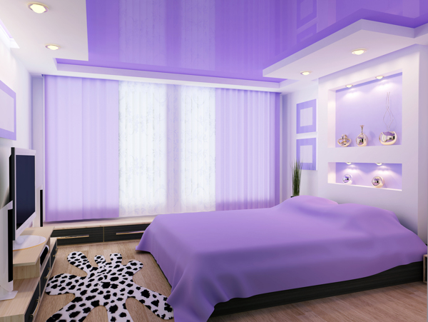 紫色浪漫风格卧室设计图片