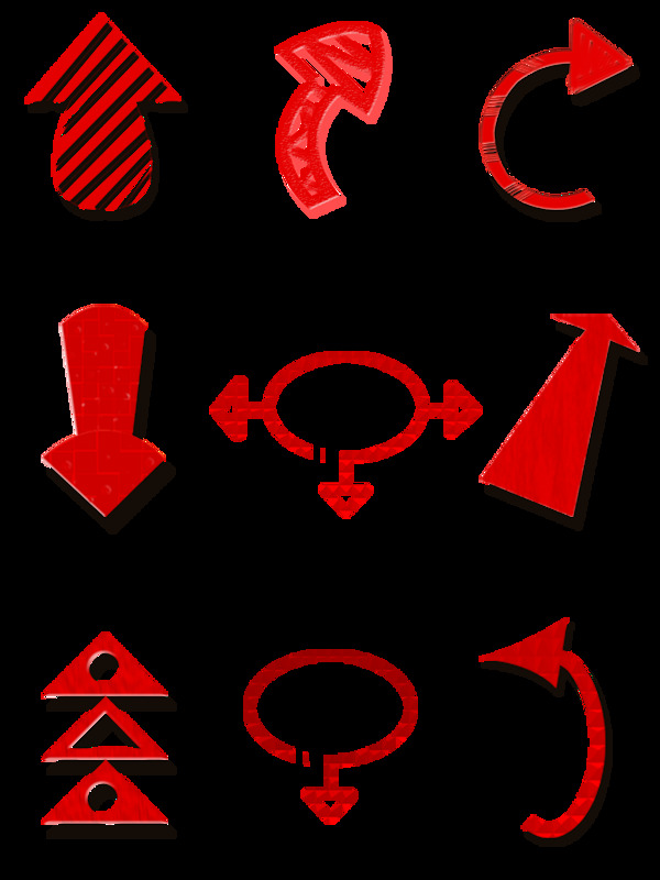 中国红矢量箭头设计元素