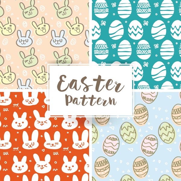 可爱的复活节兔子和复活节彩蛋图案