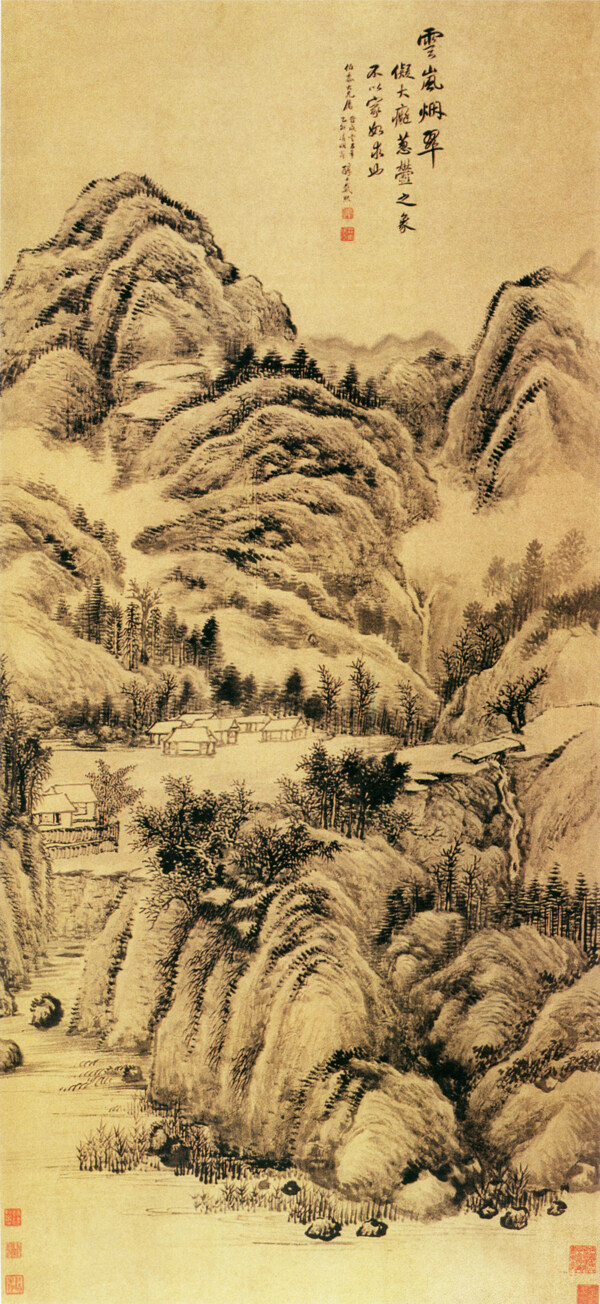 山村风景画图片