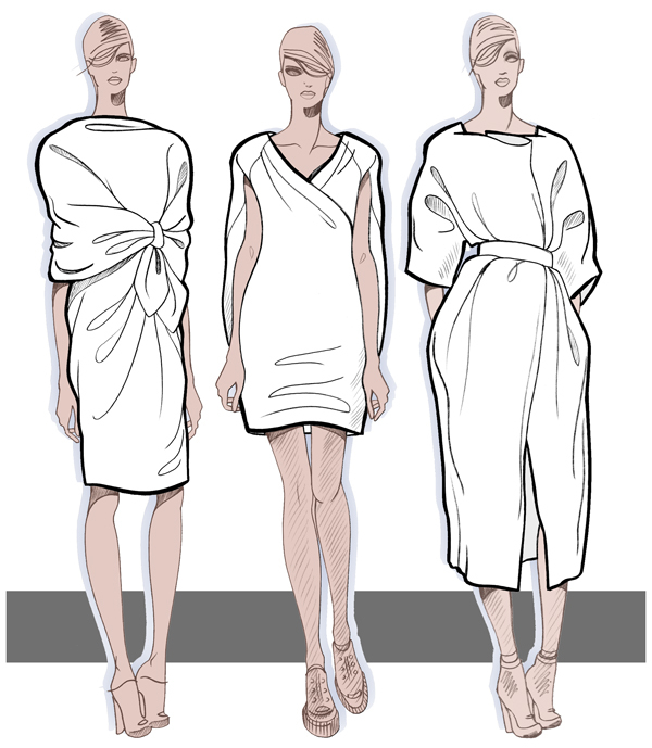 3款白色礼服设计图