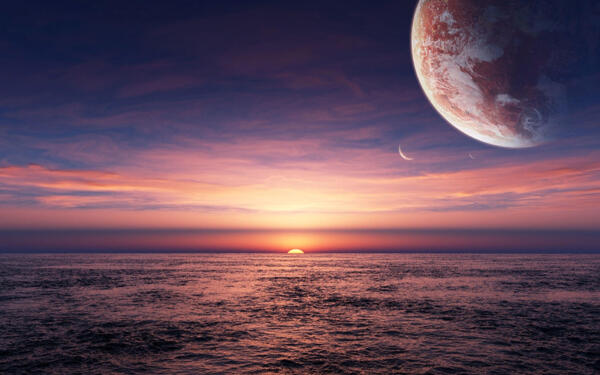 大气夕阳行星背景