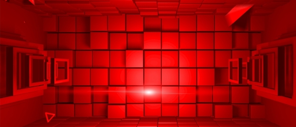 双11立体空间红色背景