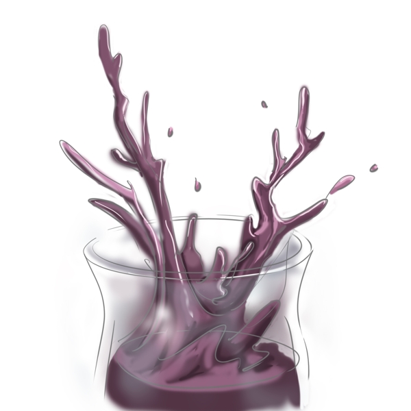 果汁喷溅的葡萄汁卡通手绘