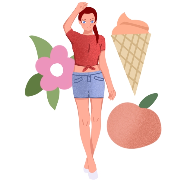吃水果冰淇淋女孩