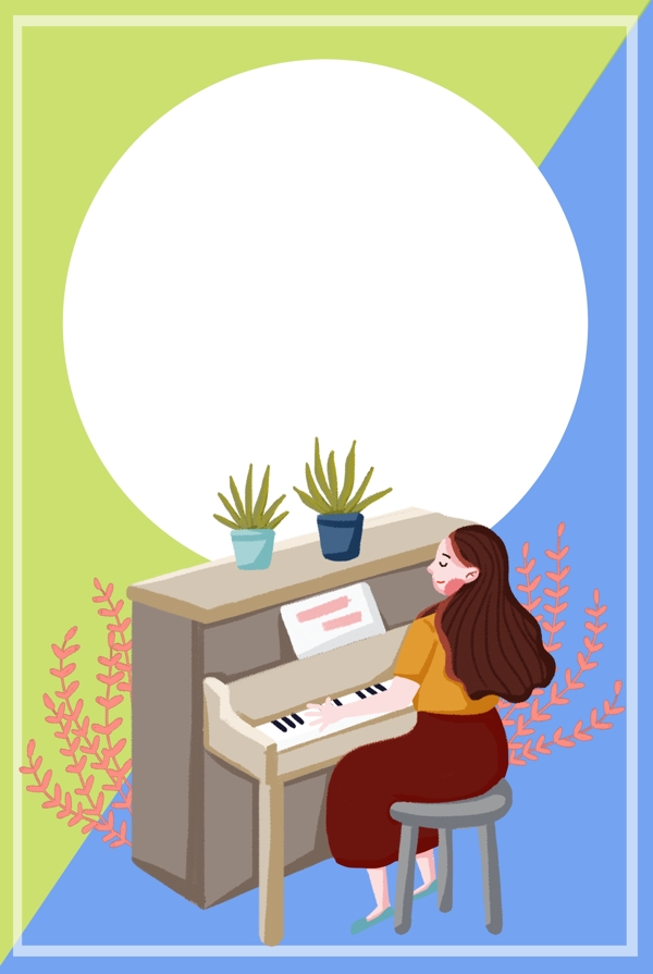 一个女孩在弹钢琴