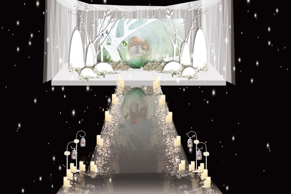 冰雪之树婚礼主舞台设计