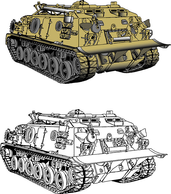 卡通线稿坦克设计