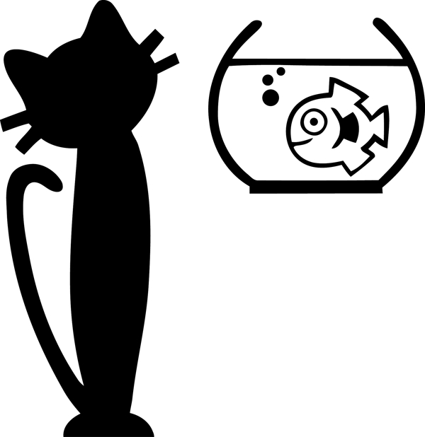 猫和鱼缸图片