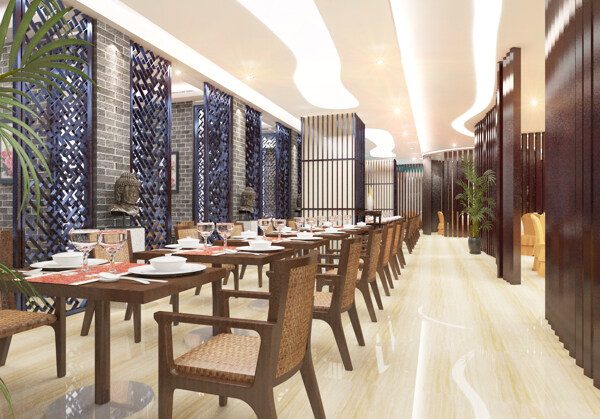 中式餐厅散座区图片