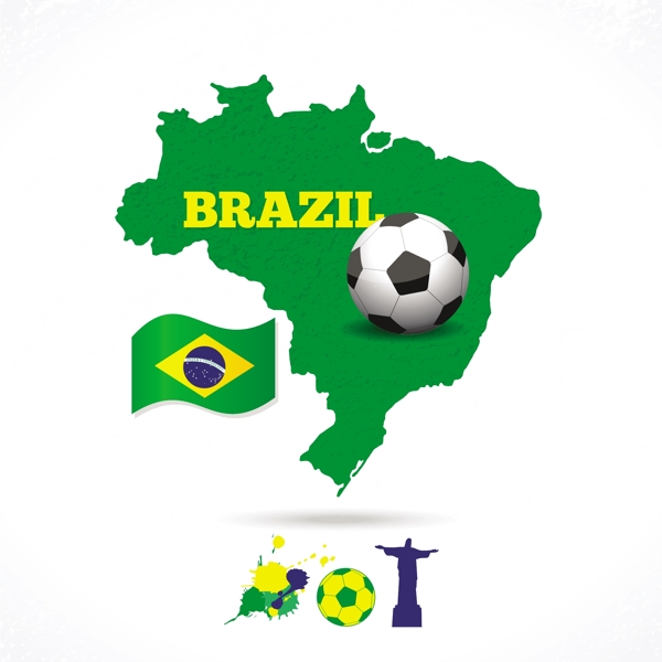巴西地图旗和一个足球