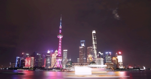 上海外滩浦东夜景延时摄影