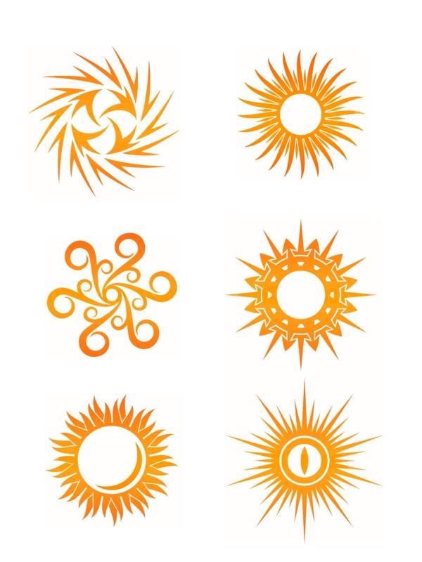 简约渐变色橙黄色太阳图腾设计元素