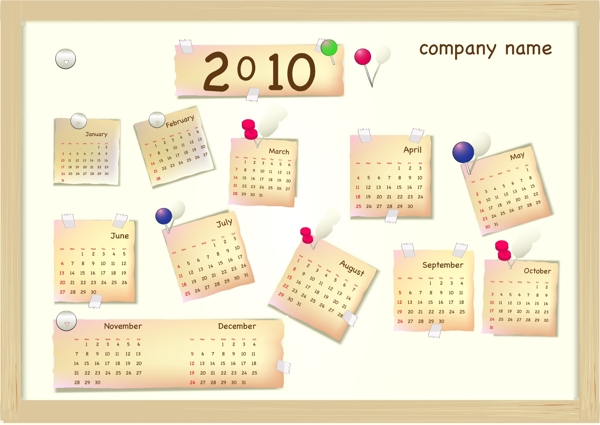 2010新年日历矢量素材