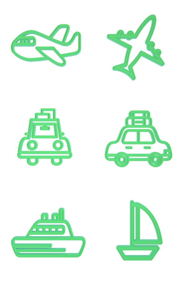 C4D3D绿色立体旅游常用定位类图标
