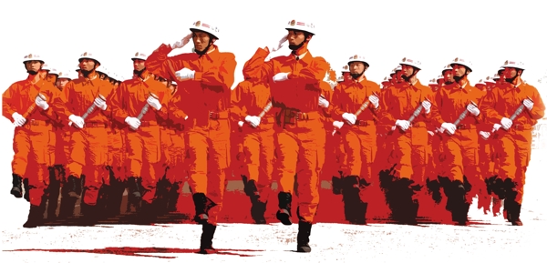 红色方阵消防标兵图片