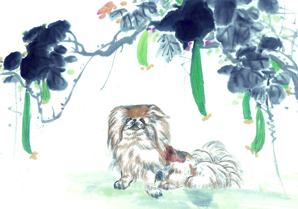 中华艺术绘画古画狗中国古代绘画