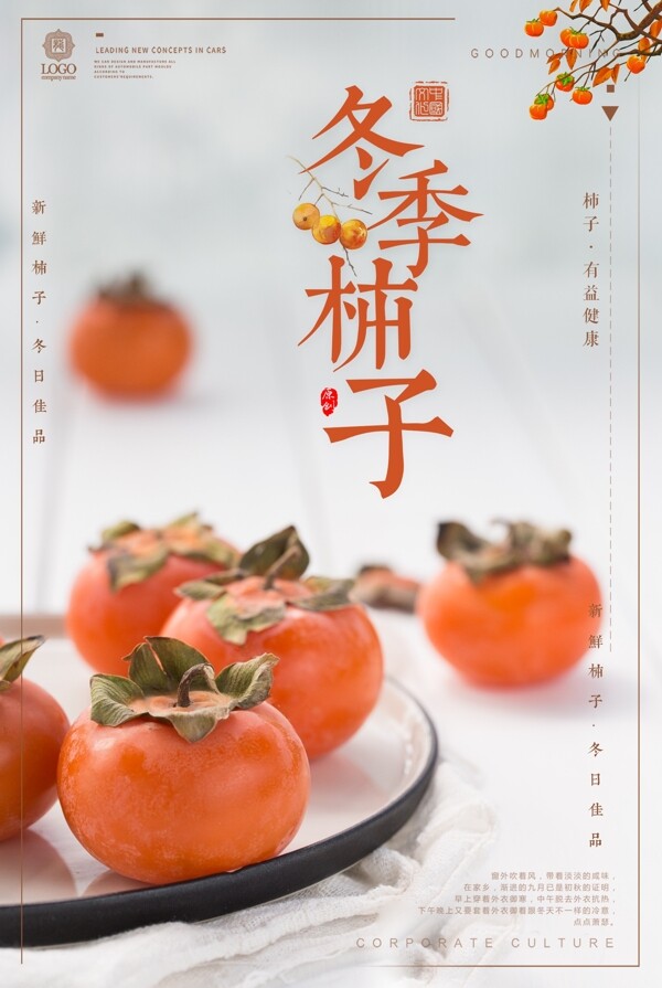 冬季新鲜柿子海报设计