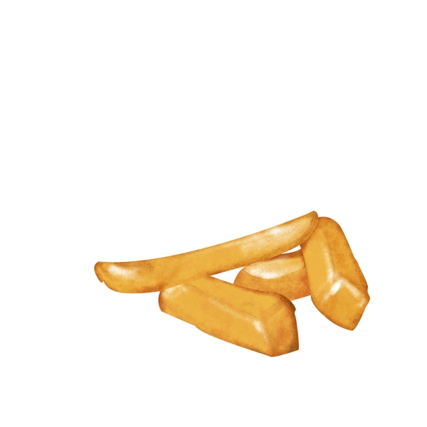 黄色炸土豆薯条虾条零食小吃插画手绘免扣