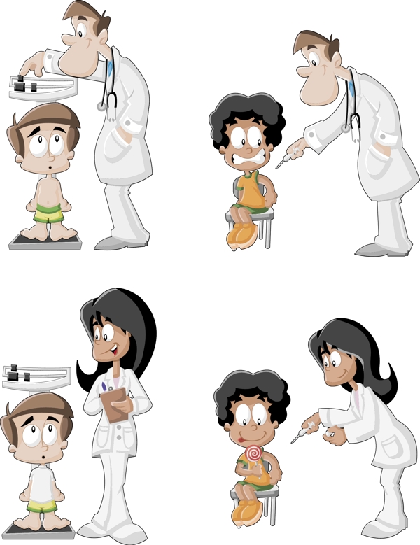 儿童医生与卡通儿童