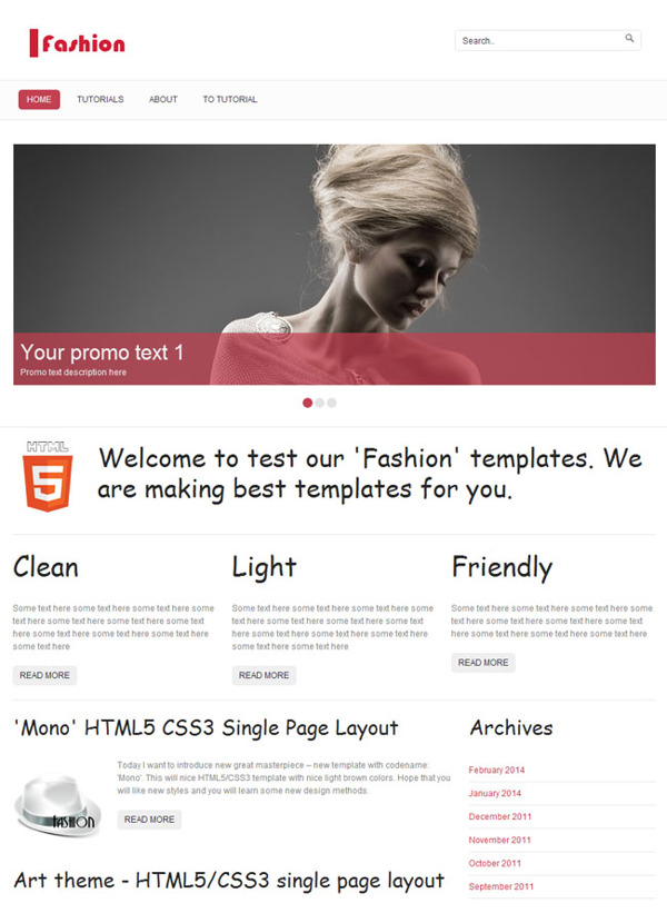 红灰配色线条HTML5博客模板
