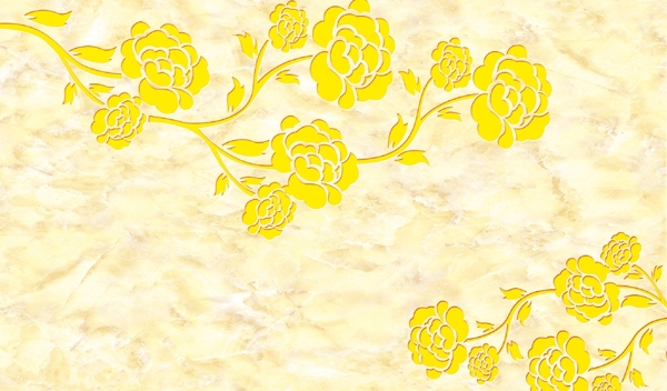 大理石纹手绘花朵背景墙