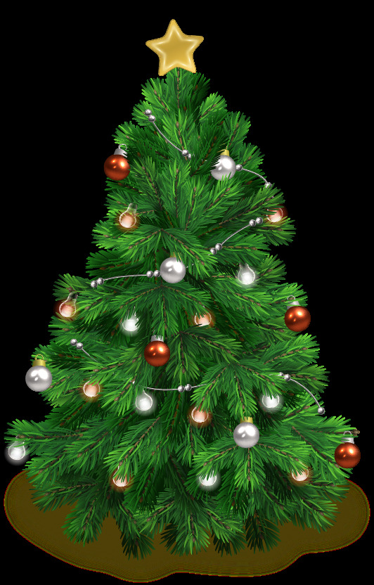 绿色彩球装饰圣诞树透明元素