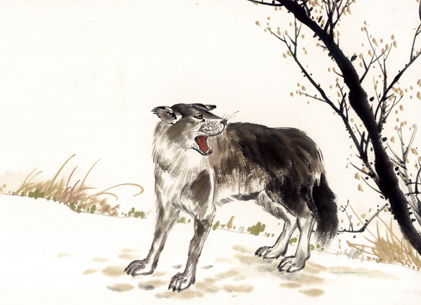狼写意动物画国画0019