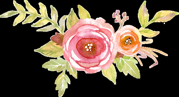 迷人粉色花朵透明装饰素材