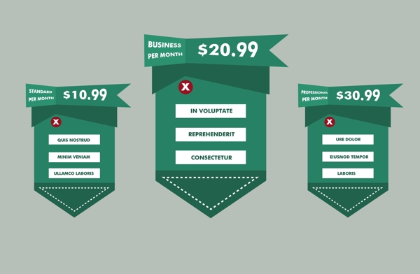 价表集设计与绿色网页风格自由向量