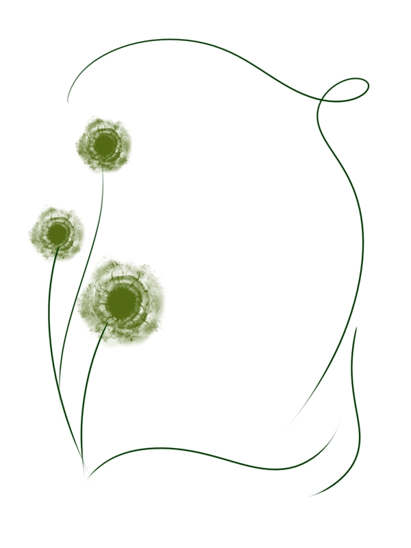 花卉绿色不规则手绘边框