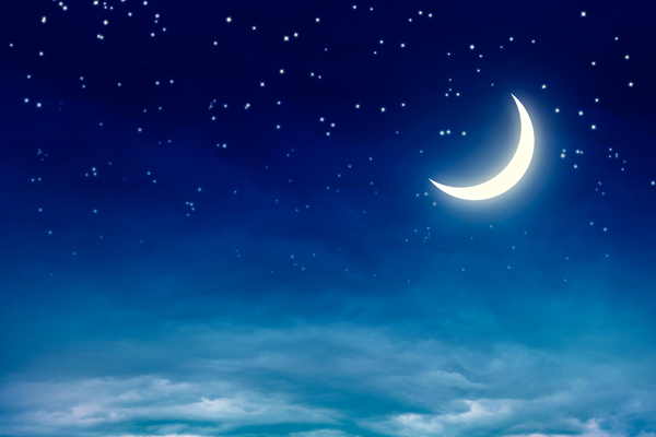 月亮蓝色夜空仙境