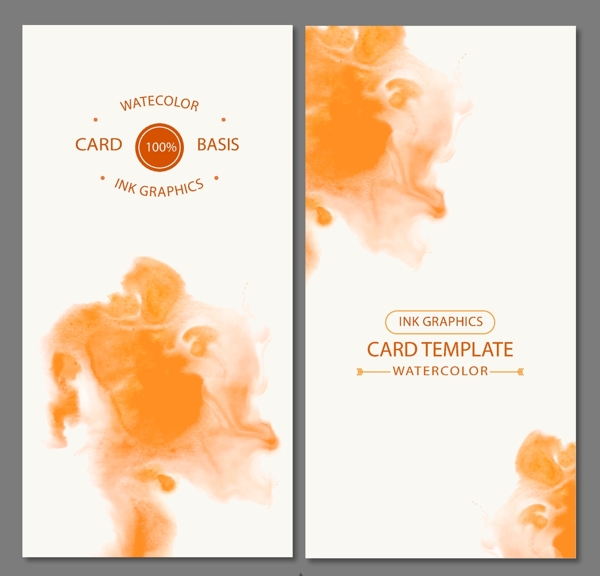 橙色水彩卡片图片