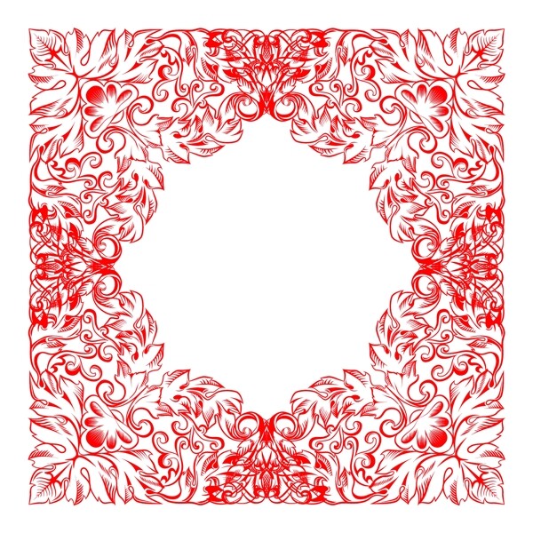 红色复古底纹怀旧中国风方形装饰素材设计