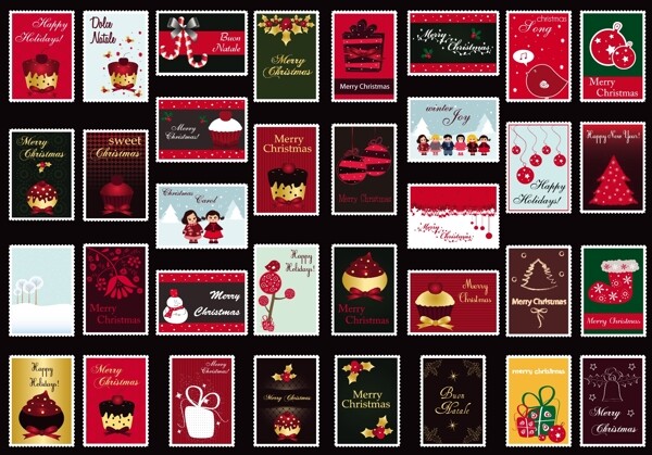 缤纷圣诞节卡片矢量素材图片