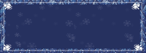 白色线条边框蓝色圣诞节banner背景