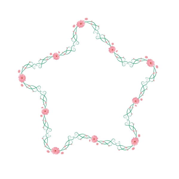矢量卡通扁平化粉色花朵装饰边框