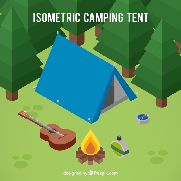三维的野营帐篷和艳遇的元素