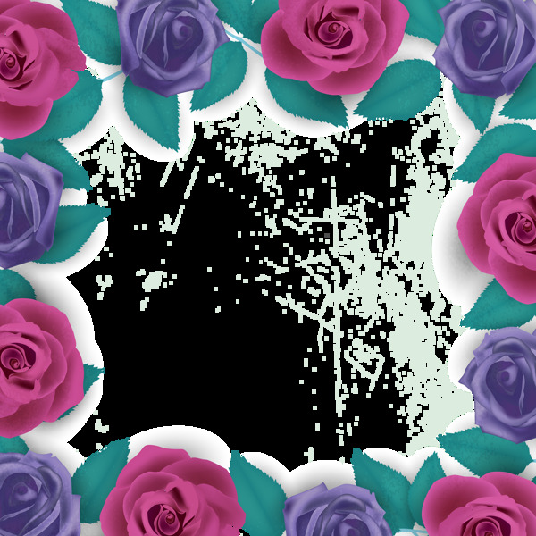 彩色玫瑰花卉边框免抠png透明图层素材