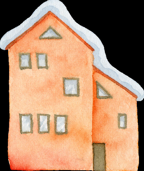 手绘彩色房子透明素材合集