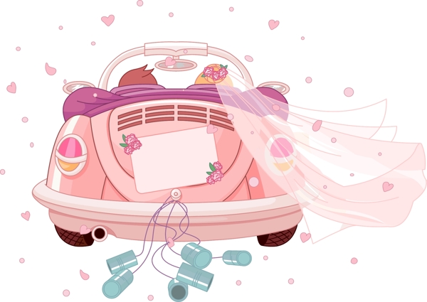 梦幻粉色汽车元素