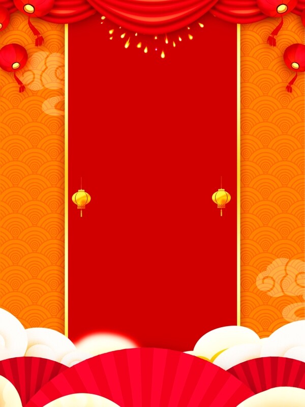 中国风猪年春节活动邀请函背景设计