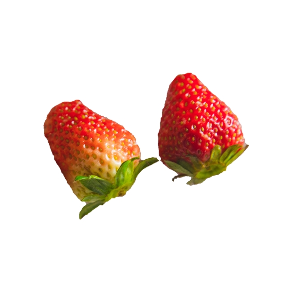两颗草莓实拍免抠