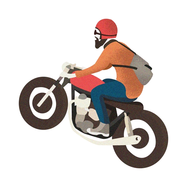 朋克骑摩托车少年装饰元素