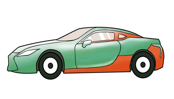 绿橙汽车装饰插画