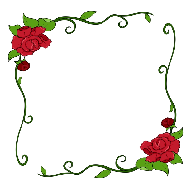 红色花朵边框插画