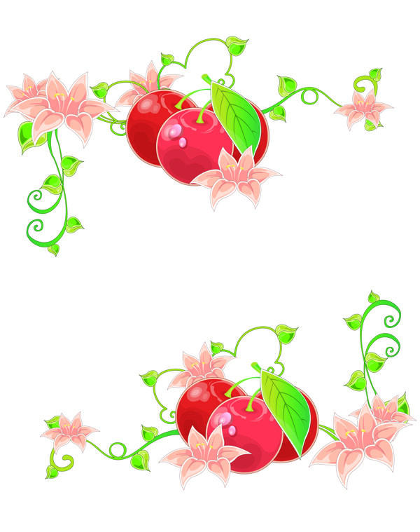 红色百合花樱桃移门图