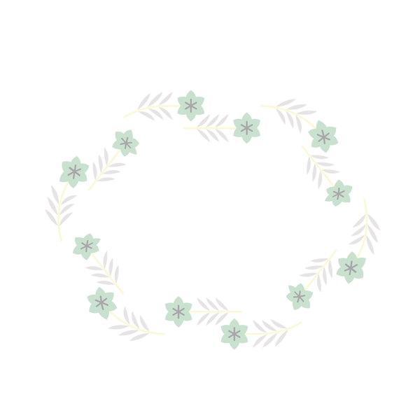 矢量卡通扁平化绿色花卉装饰边框