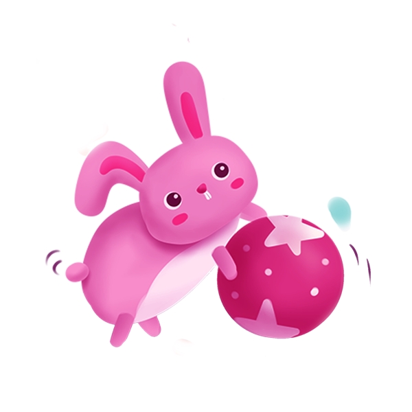 简约手绘粉色小兔子透明素材